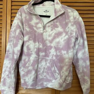 Hollister Purple and White Tie-Dye Sweatshirt